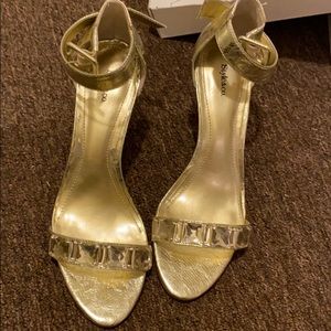 Style & Co gold dress sandal with rhinestone